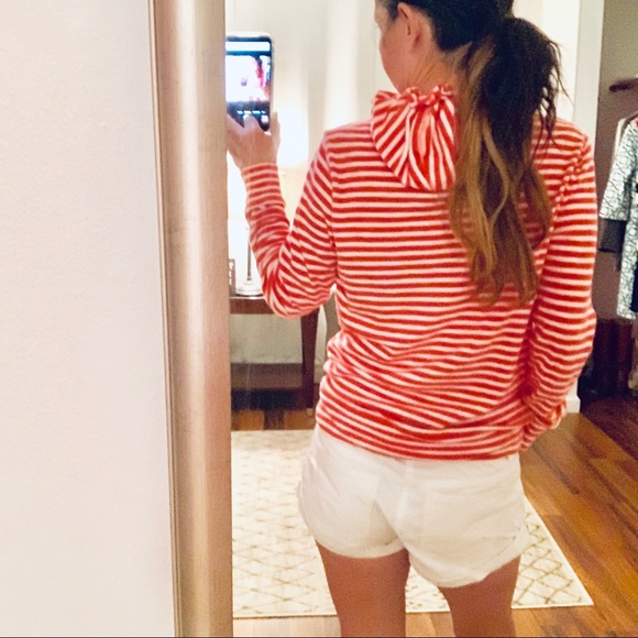 J Crew Red/White Striped Hoodie Size XS - Picture 2 of 5